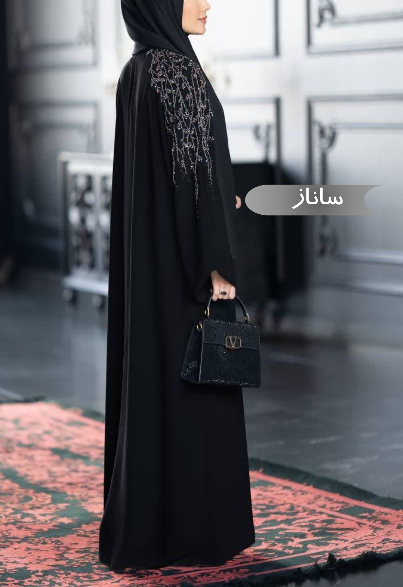  مانتو عبایی زنانه مجلسی طرح ساناز