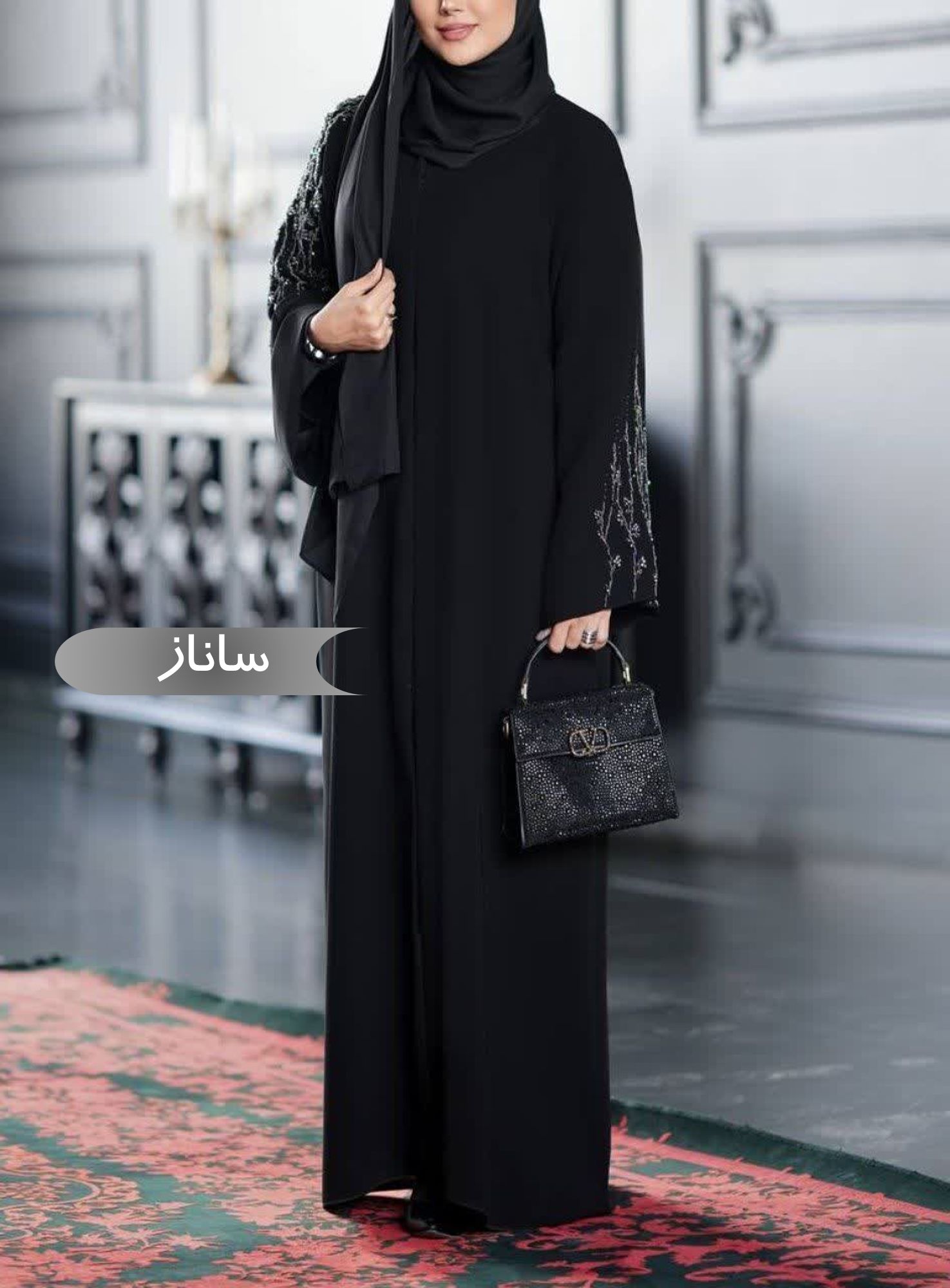  مانتو عبایی زنانه مجلسی طرح ساناز 
